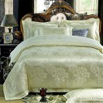 100% Baumwolle, verdecktem Reißverschluss Stickerei Satin Jacquard dekorative Schlafzimmer Bettwäsche Blatt Satz von 4 Größe Queen / King , #15