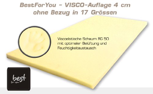 Best For You Viscoelastische Matratzenauflage Visco Matratzen - Auflage ohne Bezug - 11 Grössen 4 cm SUPER ANGEBOT!