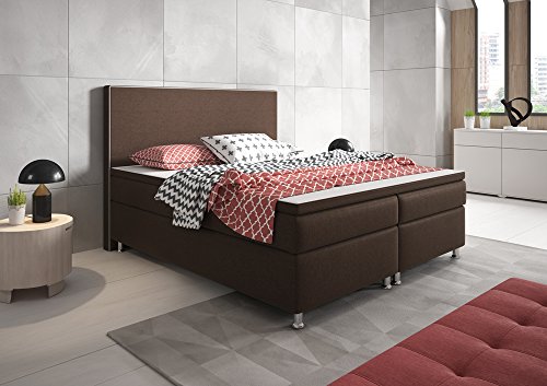 Boxspringbett "King Size XL" Polsterbett Boxspringbetten Betten 180x200 cm Braun inkl. Topper