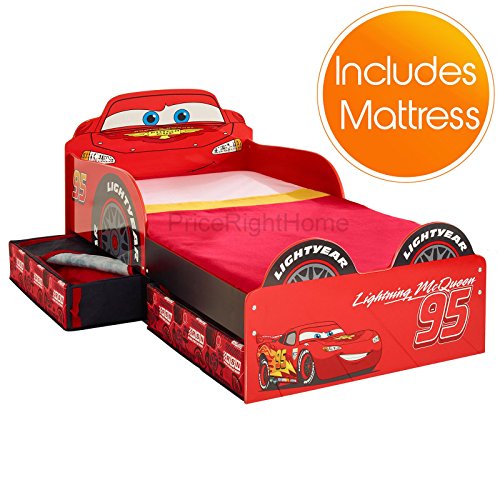 Disney Cars Lightning McQueen Kleinkind Bett mit Speicher + Schaum Matratze
