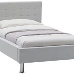 Dormeta Polsterbett Bett 100x200 Weiß, Bett mit gesteppten Kopfteil