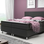 Inter 15588 Boxspringbett, Lederimitat, schwarz, 200 x 180 x 60 cm