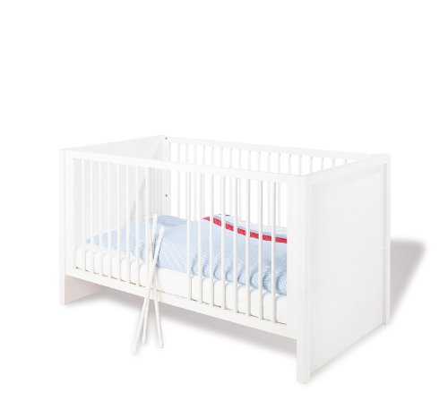 Pinolino - 111636 - Kinderbett Aura 140 x 70 cm - mit 3 Schlupfsprossen, aus vollmassiver Fichte, weiß lasiert