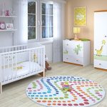 Polini Kids Babyzimmer Kinderzimmer komplett Set L Basic Modell Jungle 4-teilig mit Babybett/Kinderbett/Juniorbett, Wickelkommode, Kinderkleiderschrank, Matratze