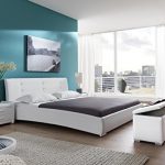 SAM® Design Polsterbett Bebop 90 x 200 cm Bett in weiß Kopfteil abgesteppt mit Chromfüße auch als Wasserbett verwendbar Lieferung per Spedition teilzerlegt