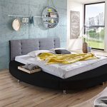 SAM® Design Rundbett Bebop, Bett in schwarz / grau, Kopfteil abgesteppt, mit Chromfüßen, auch als Wasserbett verwendbar, 180 x 200 cm