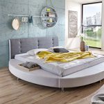 SAM® Design Rundbett Bebop, Bett in weiß /grau, Kopfteil abgesteppt, mit Chromfüßen, auch als Wasserbett verwendbar, 180 x 200 cm
