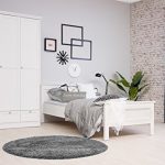 STOCKHOLM Mädchenzimmer Jugendzimmer Schlafzimmer komplett Set im Landhaus Stil in weiß mit Bett 90x200, 1 Nachttisch und Kleiderschrank 120 x 200 x 51 cm in weiß