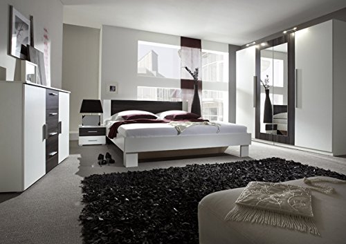 Schlafzimmer komplett 4-teilig 54023 weiß / nussbaum schwarz