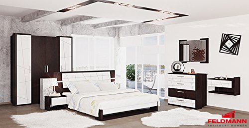 Schlafzimmer komplett 65149 4-teilig eiche niagara / weiß hochglanz