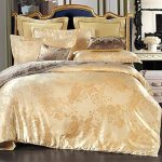 Schlafzimmer liefert 4pcs Duvet Cover SetBedtoppings Baumwolle Rich Jacquard geprägt gold gelb-Königin
