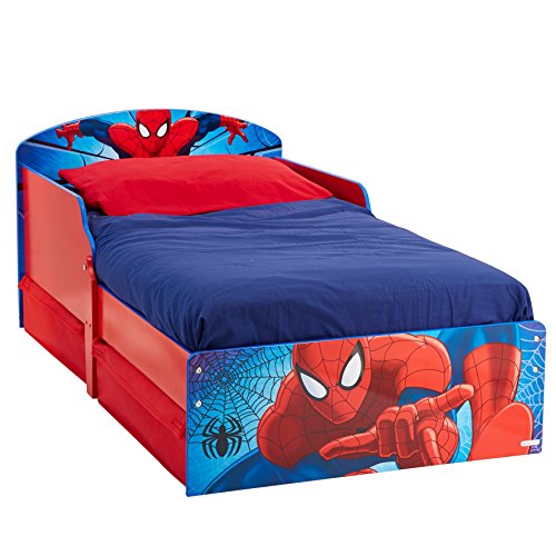 Spiderman 516SPA Disney Kinderbett mit Stoffschubladen von Worlds Apart, holz, 142 x 77 x 59 cm, rot