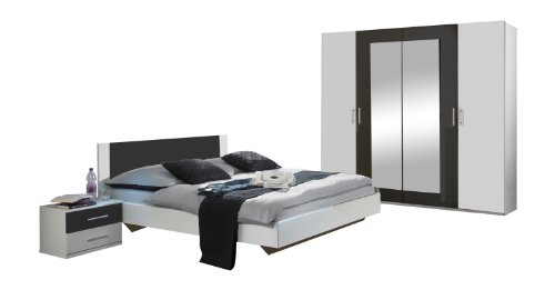 Wimex 727129 Schlafzimmer Set bestehend aus Bett 160 x 200 cm, Nachtschrankpaar je zwei Schubkästen und Kleiderschrank 4-türig 225 x 210 x 58 cm