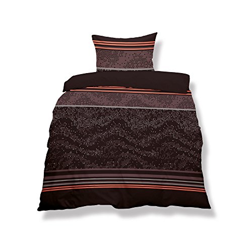 aqua-textil Living Bettwäsche 4-Jahreszeiten Mikrofaser OEKO-TEX Chicago braun grau orange Streifen Mosaik