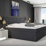 Miosono® Design Boxspringbett mit Neo Stoff-Bezug in anthrazit mit Bonellfederkern, 7-Zonen H3 Taschenfederkern-Matratzen, Viscoschaum-Topper, Memory-Effekt, 180 x 200 cm [521031]