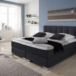 Designer Boxspringbett Home, Made in Germany, Tonnentaschenfederkern in der Box UND in der 7-Zonen Matratze, Visco Topper, Luxusbett, Hotelbett, Doppelbett Anthrazit, H2/H3, 180x200cm