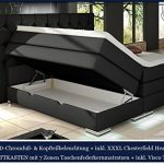 XXXL MAILAND Boxspringbett mit Bettkasten Designer Boxspring Bett Chesterfield LED SCHWARZ CHESTERFIELD DESIGN (180x200cm, Schwarz)