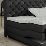 XXL MANCHESTER Boxspringbett mit Elektrischer Liegefunktion Designer Boxspring Bett Chesterfield LED SCHWARZ CHESTERFIELD DESIGN (180x200cm, Schwarz)