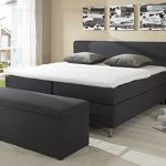 Designer Boxspringbett Cozy, Made in Germany, Tonnentaschenfederkern in der Box UND in der 7-Zonen Matratze, Visco Topper, Luxusbett, Hotelbett, Doppelbett, Anthrazit, H2/H3, 160x200cm