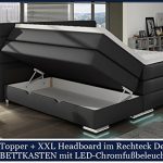 XXL ROMA Boxspringbett mit Bettkasten Designer Boxspring Bett LED Nachtschwarz Rechteck Design (Nachtschwarz, 200x200cm)