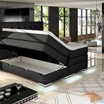 XXXL MAILAND Boxspringbett mit Bettkasten Designer Boxspring Bett Chesterfield LED SCHWARZ CHESTERFIELD DESIGN (180x200cm, Schwarz)