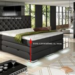 XXXL MAILAND Boxspringbett mit Bettkasten Designer Boxspring Bett Chesterfield LED SCHWARZ CHESTERFIELD DESIGN (180x200cm, Schwarz)