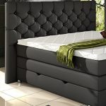 XXXL MAILAND Boxspringbett mit Bettkasten Designer Boxspring Bett Chesterfield LED SCHWARZ CHESTERFIELD DESIGN (180x200cm, Schwarz)