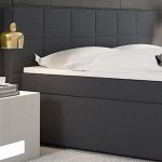 Miosono® Design Boxspringbett mit Neo Stoff-Bezug in anthrazit mit Bonellfederkern, 7-Zonen H3 Taschenfederkern-Matratzen, Viscoschaum-Topper, Memory-Effekt, 180 x 200 cm [521031]