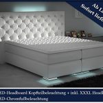XXXL Boxspringbett Designer Boxspring Bett LED Chesterfield (Weiß, 180x200)