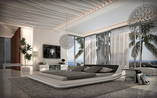 Designerbett Bett Custo 140 x 200 cm Schwarz Weiß modernes Design Wasserbett geeignet Ehebett