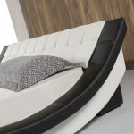 Polsterbett, Kunstlederbett R0WB 140x200 cm Schwarz-Weiß aus hochwertigem Kunstleder