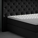 XXXL Boxspringbett Designer Boxspring Bett LED Schwarz Chesterfield (Schwarz, 180x200)