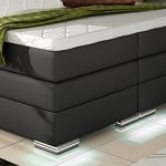 XXXL MAILAND Boxspringbett mit Bettkasten Designer Boxspring Bett Chesterfield LED SCHWARZ CHESTERFIELD DESIGN (180x200cm, Schwarz)