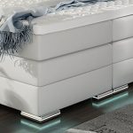 XXL ROMA Boxspringbett mit Bettkasten Designer Boxspring Bett LED Schneeweiss Rechteck Design (Schneeweiss, 200x200cm)