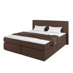 Designer Boxspringbett 140x200 Doppelbett Polsterbett Bett Hotelbett Stoff (braun 180x200cm)