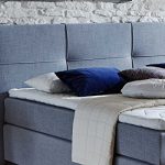 Designer Boxspringbett Cinderella, Made in Germany, Tonnentaschenfederkern in der Box UND in der 7-Zonen Matratze, Visco Topper, Luxusbett, Hotelbett, Doppelbett, Grau, H2/H3, 180x200cm