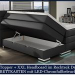 XXL ROMA Boxspringbett mit Bettkasten Designer Boxspring Bett LED Nachtschwarz Rechteck Design