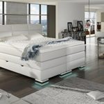 XXL ROMA Boxspringbett mit Bettkasten Designer Boxspring Bett LED Schneeweiss Rechteck Design Größe 180_x_200_cm