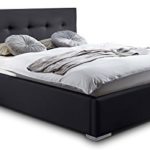 Polsterbett Bett mit Bettkasten schwarz Betty Doppelbett Ehebett mit Lift Lattenrost (140 x 200 cm)