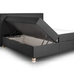 WAVE Boxspringbett mit Stoffbezug inklusive Bettkasten, 180 x 200 cm, anthrazit, Härtegrad 3