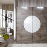 Wimex 255771 Kleiderschrank, Holz, Front betonfarbig / korpus, Absetzungen Glas, alpinweiß, 180 x 64 x 198 cm