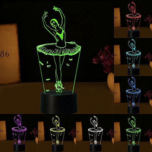 3D ILLUSION Lampe Ballett Mädchen LED USB 3D Night Lights 7 Farben blinkende Novelty LED Tisch Lampe als Kinder Nachttisch Dekorationen