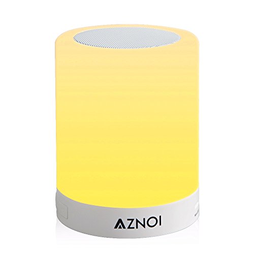 Aznoi LED Wireless Bluetooth Lautsprecher Lampe, Smart Nachtlicht Touch Control Lampe, Multi-Farben dimmbare Nachtlicht mit TF-Karte, Freisprecheinrichtung als Nachttisch Lampe, Leselampe, usw.
