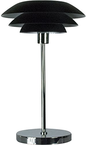 Dyberg Larsen DL31 Chrom schwarz Moderne LED Design Tischleuchte Nachttischleuchte für Wohnzimmer Kinderzimmer Schlafzimmer Deko Beleuchtung Tischleuchte Durchmesser: 31cm Höhe: 50cm