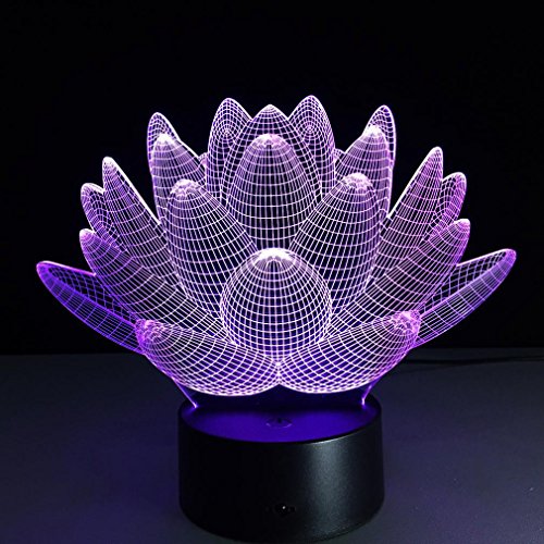 GZXCPC Lotus Creative 3D Acryl Board Stereo Nachttisch Lampe einzigartige Schlafzimmer dekorative Licht LED Nachtsicht Lampe