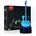 HeXie LED Nacht Lichter 3D Illusion Nachttisch Lampe 7 Farben ändern Schlafen Beleuchtung mit Smart Touch Button Nette Geschenk Warming präsentieren kreative Dekoration ideale (Gitarre)