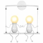 KAWELL Humanoid Kreative Wandleuchte Moderne Wandlampe Einfache Kerzen Wandleuchten Art Deco Max 60W E27 für Kinder Zimmer, Schlafzimmer Nachttisch, Treppen, Flur, Restaurant, Küche, Swing Weiß x2