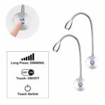 KINGSO 2er Pack 3W LED Leselampe Schwanenhals Wandleuchte Leseleuchte Dimmbar Touch Switch mit Netzteil 3000k 200lm warme Bettlampe ideal für Sofa Nachttisch Bücherregal [Energieklasse A++]