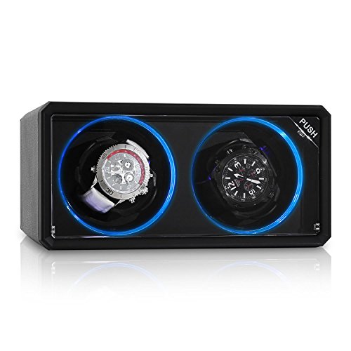 Klarstein 8LED2S Uhrendreher für 2 Automatikuhren mit Sichtfenster Armbandlängen 170-202 mm schwarz
