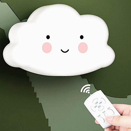 LED Nachtlicht Wolken Design Fernbedienung USB-Kabel Netzteil & Batterie, süße Nachttisch Lampe für Kinder und Babys , Mini Cloud Light, Kinderzimmer Schlafzimmer Umweltfreundliche (Weiße USB-Fernbedienung Art)